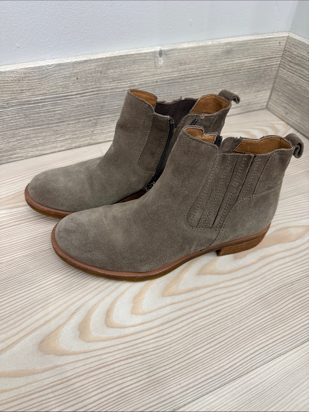 Women's Taupe Suede Ankle Booties - Classic Style